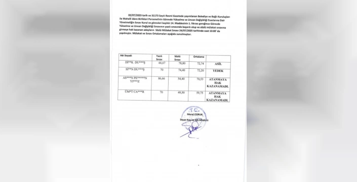 Dalaman Belediyesi'nde sınav skandalı: Başkan Durmuş'un kardeşi ve yengesi en yüksek puanı aldı