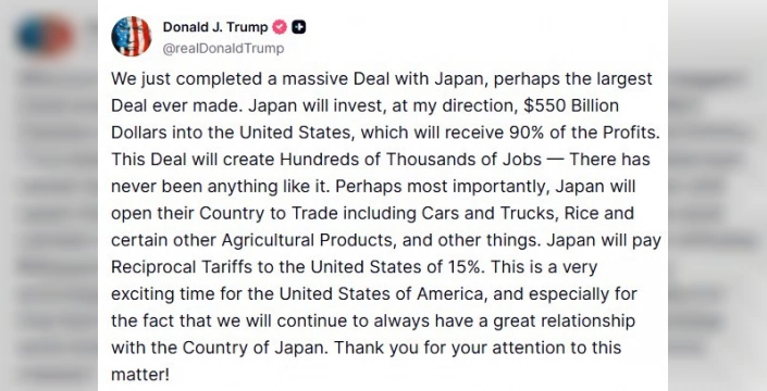Trump: Japonya ile ticaret anlaşması imzalandı