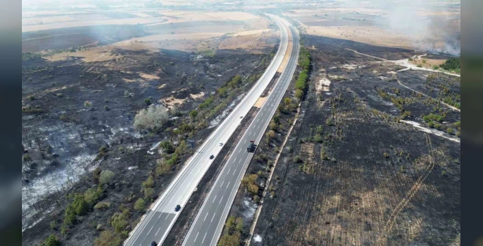Babaeski'nde TEM Otoyolu çevresinde yangın: Havadan ve karadan müdahale sürüyor