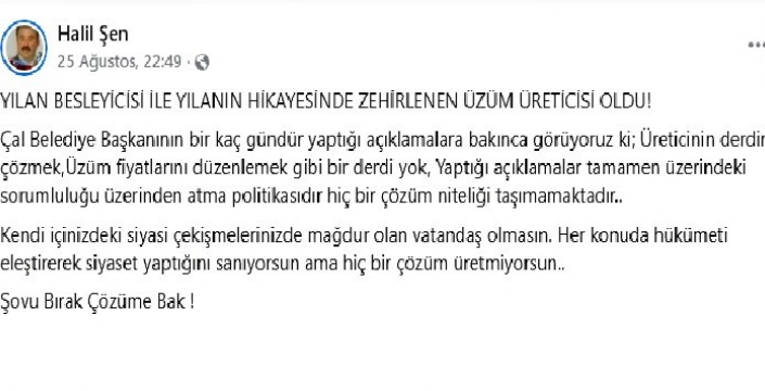 Çal'da üzüm fiyatlarına tepki: 'Koynumuzda çok yılan beslemişiz' sözleri tartışma yarattı