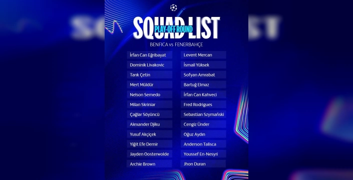 Fenerbahçe'nin Benfica Kadrosu Açıklandı