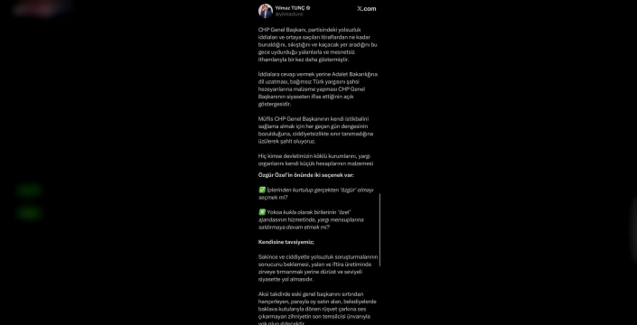 Yılmaz Tunç: Özgür Özel'in iki seçeneği var