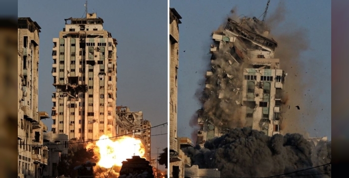 İsrail'den Gazze'de Yüksek Bina Saldırısı: Mekke Binası Vuruldu