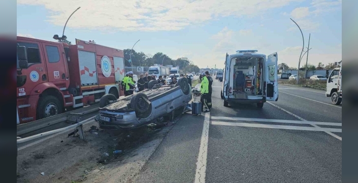 Çerkezköy'de otomobil takla attı: 1 yaralı