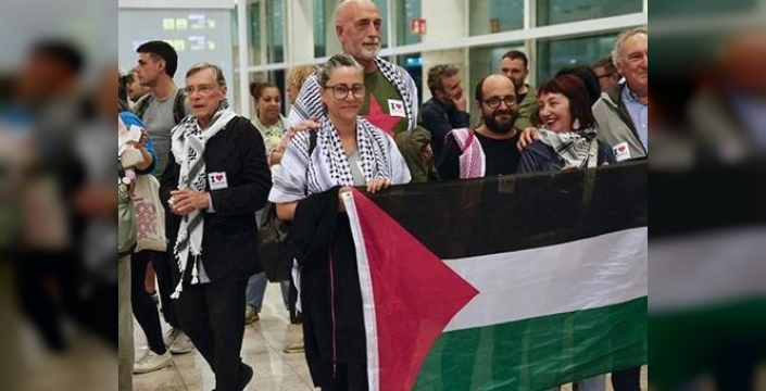 İsrail'in Gazze filosuna saldırısı sonrası serbest bırakılan aktivistler Madrid'deydi