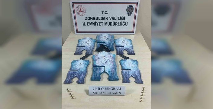 Zonguldak'ta rahle düzeneğinde 7 kilo 350 gram metamfetamin ele geçirildi