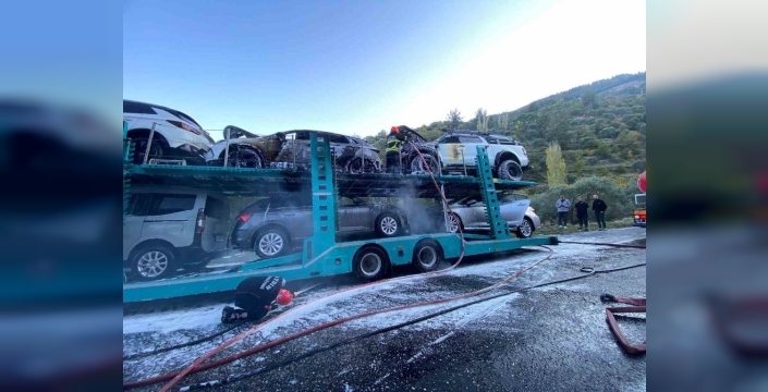 Bozdoğan'da yüklü tır alev aldı: Araçlar kül olma tehlikesiyle karşı karşıya!