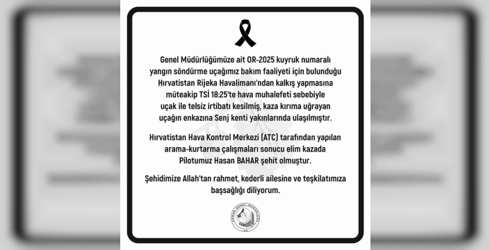 Hırvatistan'da yangın söndürme uçağı düştü: Pilot Hasan Bahar şehit oldu