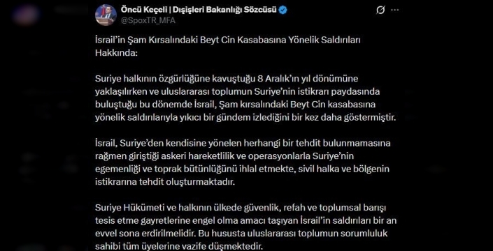 Şok tepki: Dışişleri'nden İsrail'in Şam saldırılarına sert uyarı!