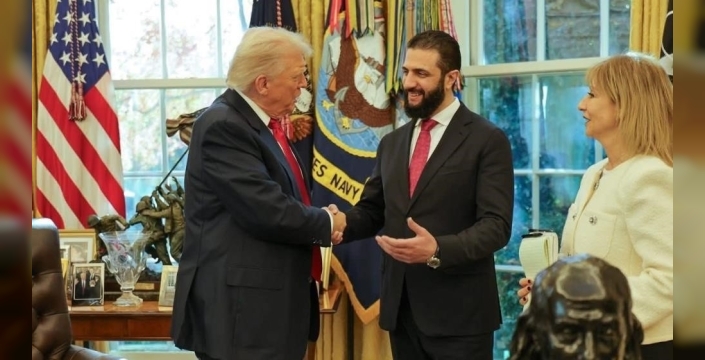 Trump ve Eş-Şara'nın eğlenceli buluşmasında sıcak anlar