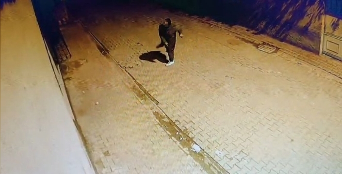 Adana'da taş atan şahıs kamerada kaydedildi