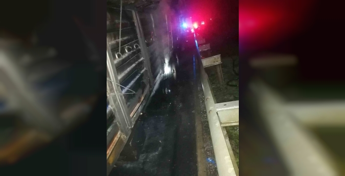 Bilecik'te seyir halindeki çekici alev alev yandı