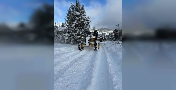 Bolu'da karla mücadele: Kapalı köy yolu kalmadı