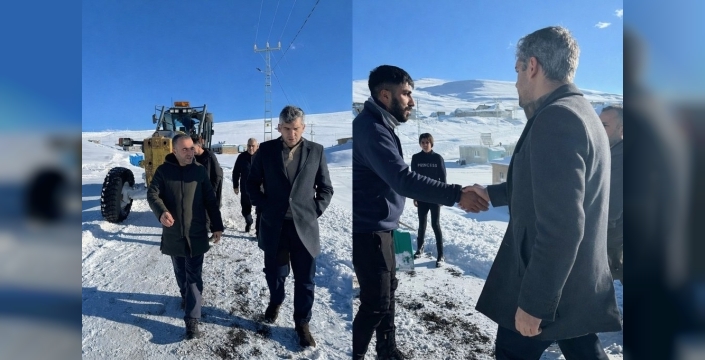 Diyadin'de kar yağışı nedeniyle kapanan köy yolları için çalışmalar devam ediyor