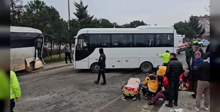 Çerkezköy'de işçi servisleri kafa kafaya çarpıştı, 19 yaralı