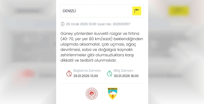 Denizli'de fırtına bekleniyor: Meteoroloji uyardı