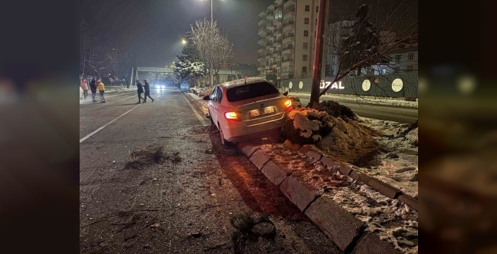 Kayseri'de alkollü sürücü ağaç ve direğe çarptı