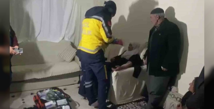 Zorlu hava koşulları altında hasta kadına ulaşmak için seferberlik