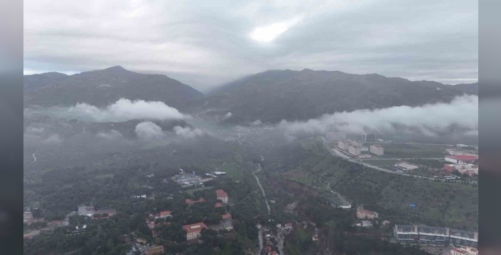 Aydın'ı sis bulutları sardı, manzara büyüledi