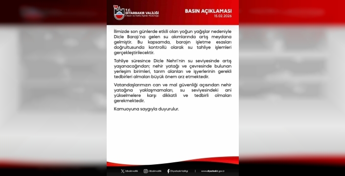 Dicle Barajı'ndan kontrollü su tahliyesi yapılacak