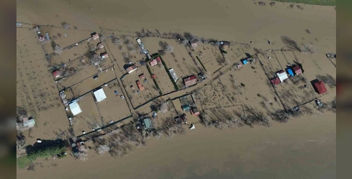 Edirne'de taşkın felaketi: Sular altında kalan yerleşim yerleri havadan görüntülendi