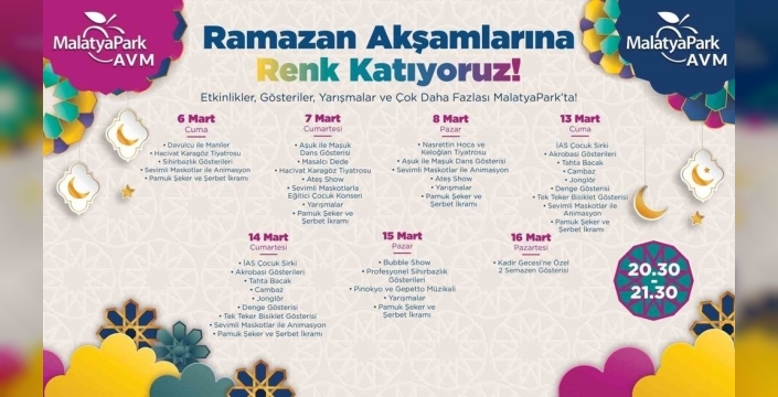 MalatyaPark AVM’de Ramazan coşkusu dorukta: Etkinlikler başlıyor