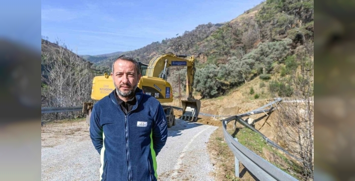 Ödemiş’te çöken yol için onarım çalışmaları başladı