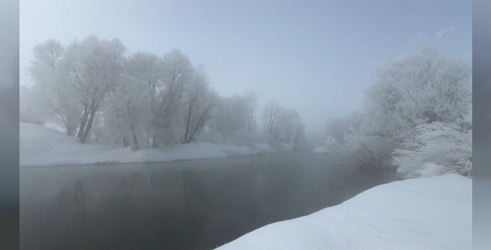 Yüksekova'da sis ve kırağı birleşimi, doğayı adeta sanat eserine çevirdi