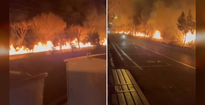 Tahran'da petrol deposu patladı, yollar alev alev yanıyor