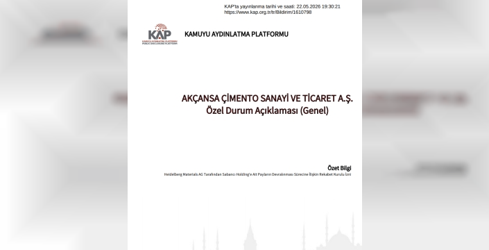 Akçansa'nın kontrolü el değiştirdi: Alman devi Sabancı'nın payını devraldı