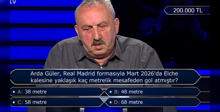 Kim Milyoner Olmak İster'de 200 bin TL'lik Arda Güler sorusu gündem oldu