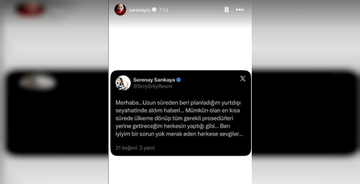 Serenay Sarıkaya'dan gözaltı kararına ilk tepki: Ülkeme döneceğim