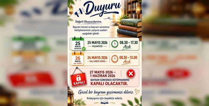 Sinop'ta kütüphane kullanıcılarına bayram dönemi uyarısı