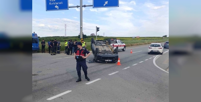 Tekirdağ'da trafik kazası: Otomobil ters döndü, bir kişi yaralı