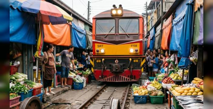 Tren geçerken hayat durur, tren gidince saniyeler içinde yeniden başlar: Maeklong Pazarı'nın inanılmaz ritüeli