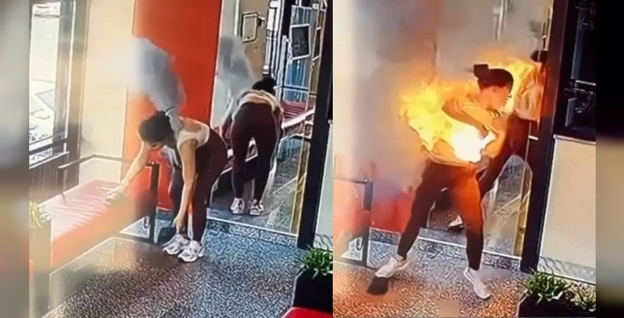 Çantasındaki powerbank infilak etti, ünlü influencer alevler içinde kaldı: Korkunç anlar kamerada
