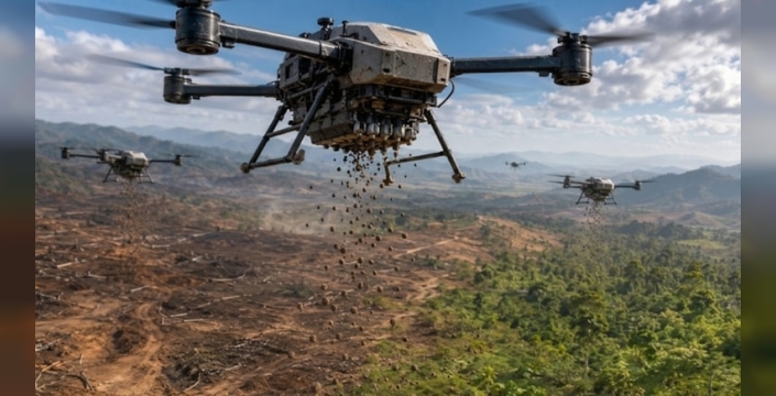 Dronlar, çevreyi yeniden yeşertmek için dakikada 300 tohum bırakıyor