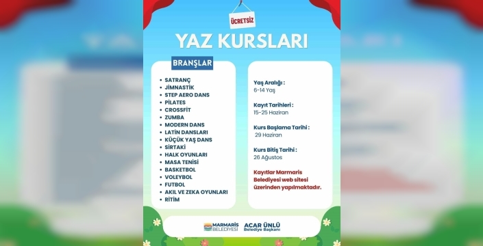 Marmaris'te çocuklar için 17 branşta ücretsiz yaz kursu fırsatı başladı