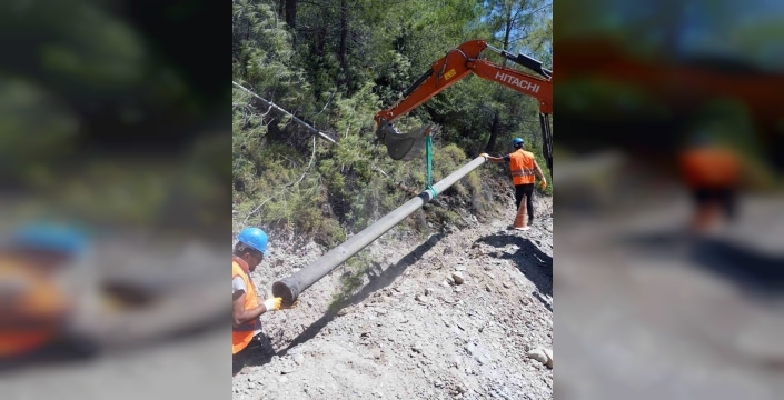 Milas Pınarköy'de su terfi hatları yenileniyor