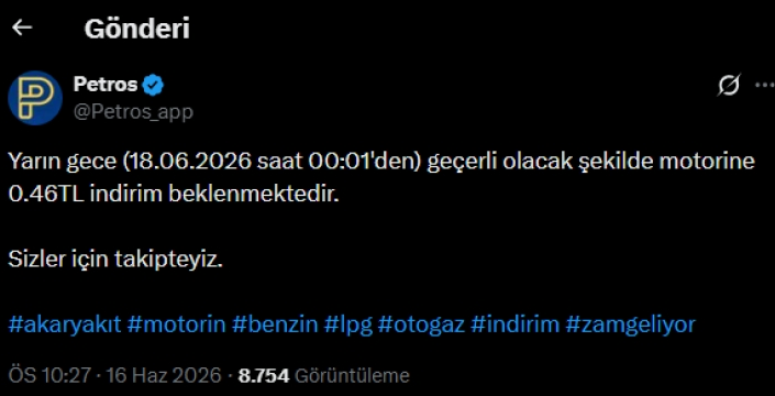 Motorin fiyatlarına yeni indirim haberi geliyor