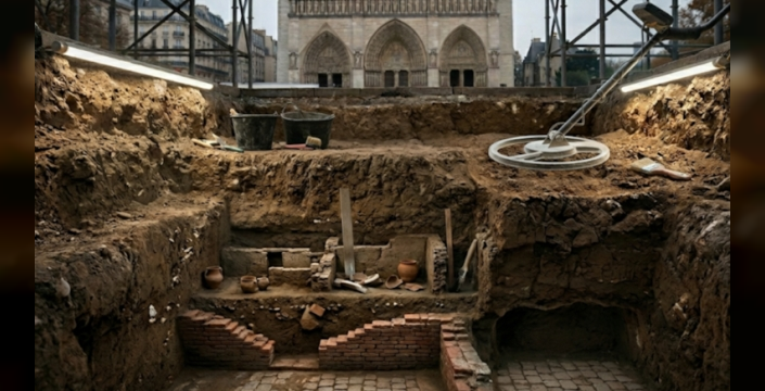 Paris'te Notre-Dame önünde tarihi bulgular ortaya çıktı