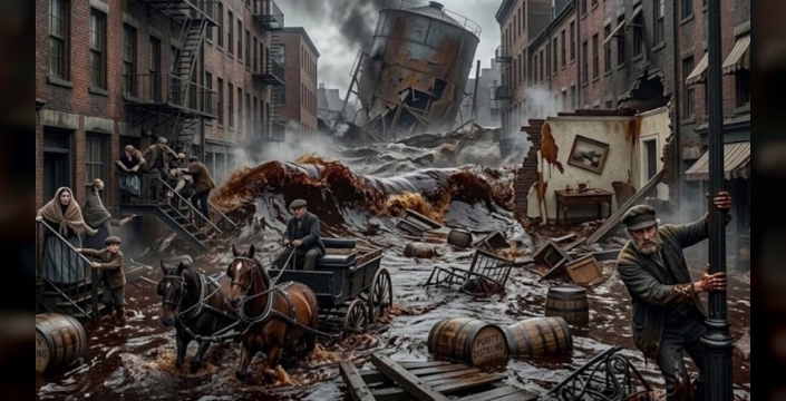Boston'ın Kalbinde Pekmez Tsunami: 7 Metrelik Dalga Bir Mahalleyi Yuttu, 21 Can Aldı