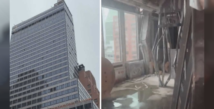 Manhattan'da dev gökdelen çökmek üzere: Çelik kirişler bükülüyor