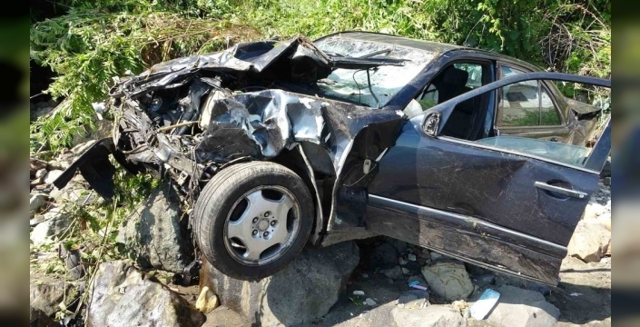 Ordu'da şok eden kaza: Otomobil 30 metreden böyle denize uçtu!