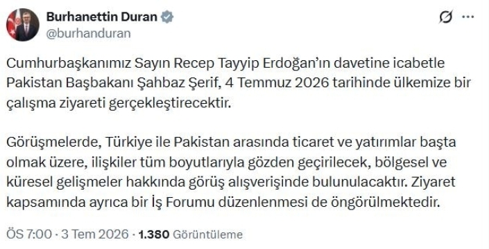Pakistan Başbakanı Şerif, yarın Türkiye'ye geliyor: Ticaret ve yatırımlar masada olacak