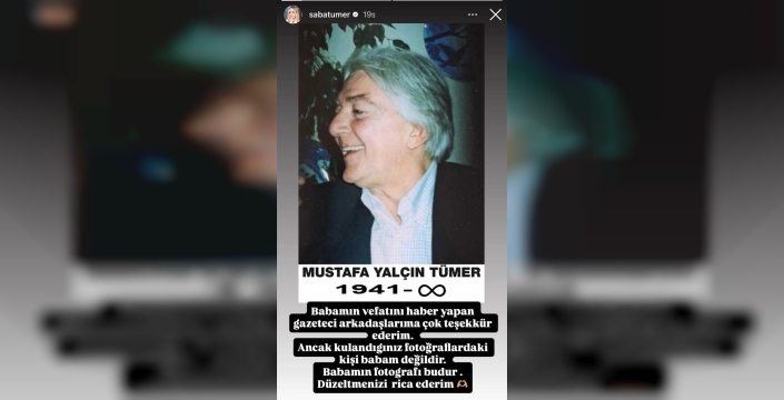 Saba Tümer'den yanlış fotoğraflara sert tepki: 'Babam değil