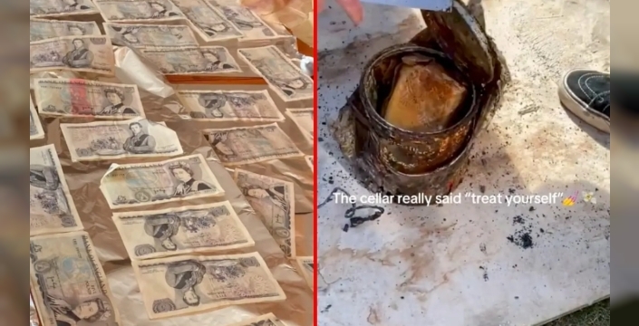 Tadilat sırasında gizli bölmede para bulan çiftin şaşkınlığı