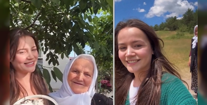Yağmur Yüksel'den nostaljik kaçamak: Babaannesiyle kiraz topladı, salıncak keyfi yaptı