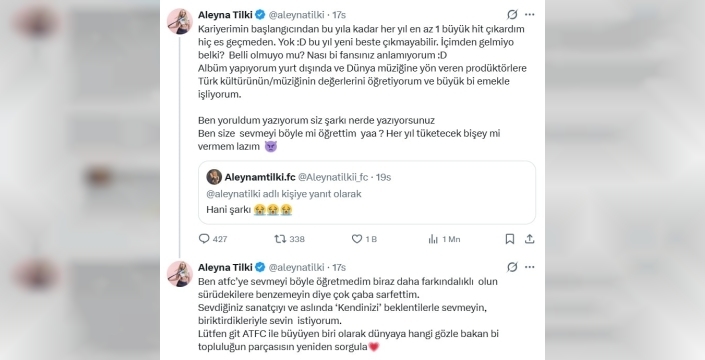 Aleyna Tilki, hayranlarıyla tartıştı ve eleştirilere yanıt verdi