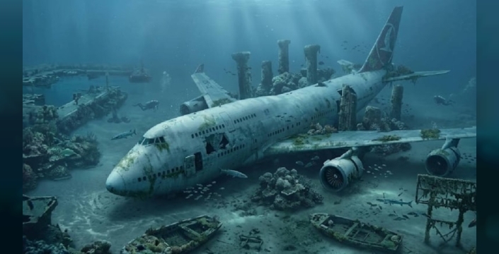 Boeing 747 uçağı, Bahreyn'de yapay resif olarak denize indirildi